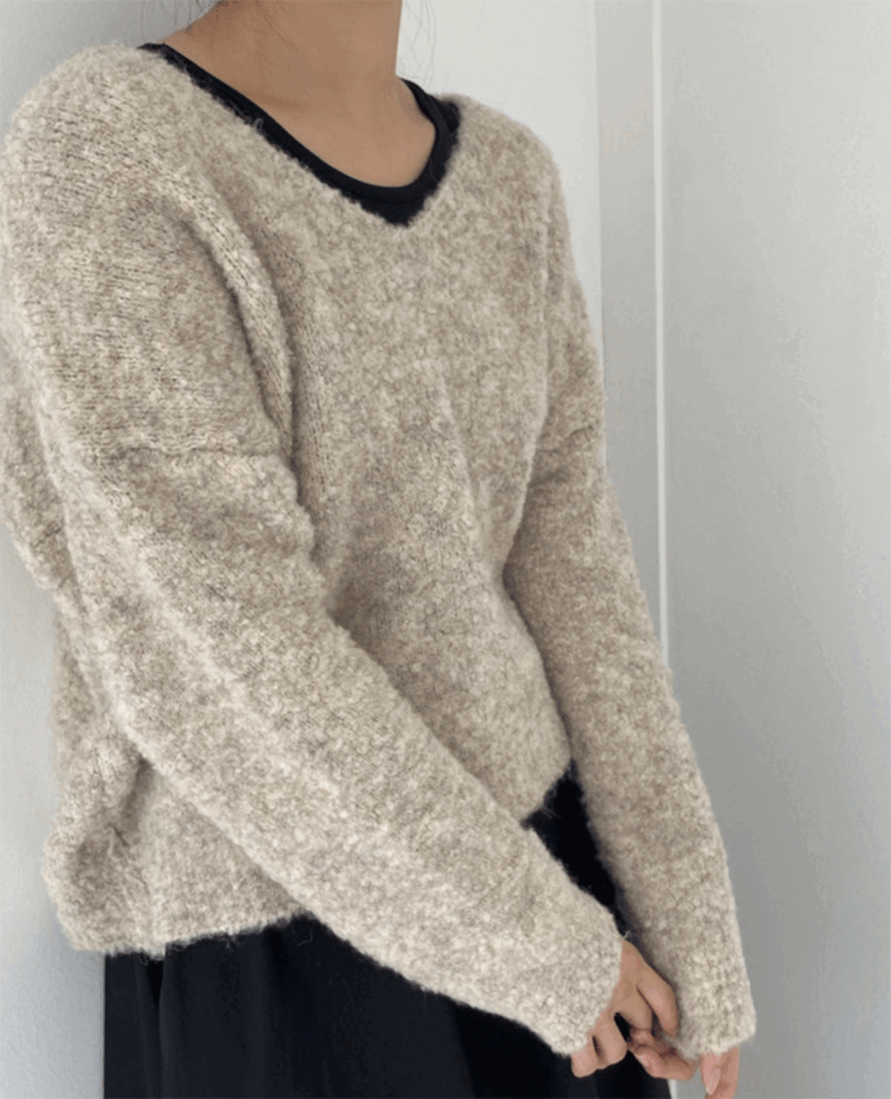 【SALE】Mixed Boa Knit_Purpleのみ