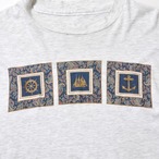 90s マリンモチーフ プリントTシャツ ライトグレー