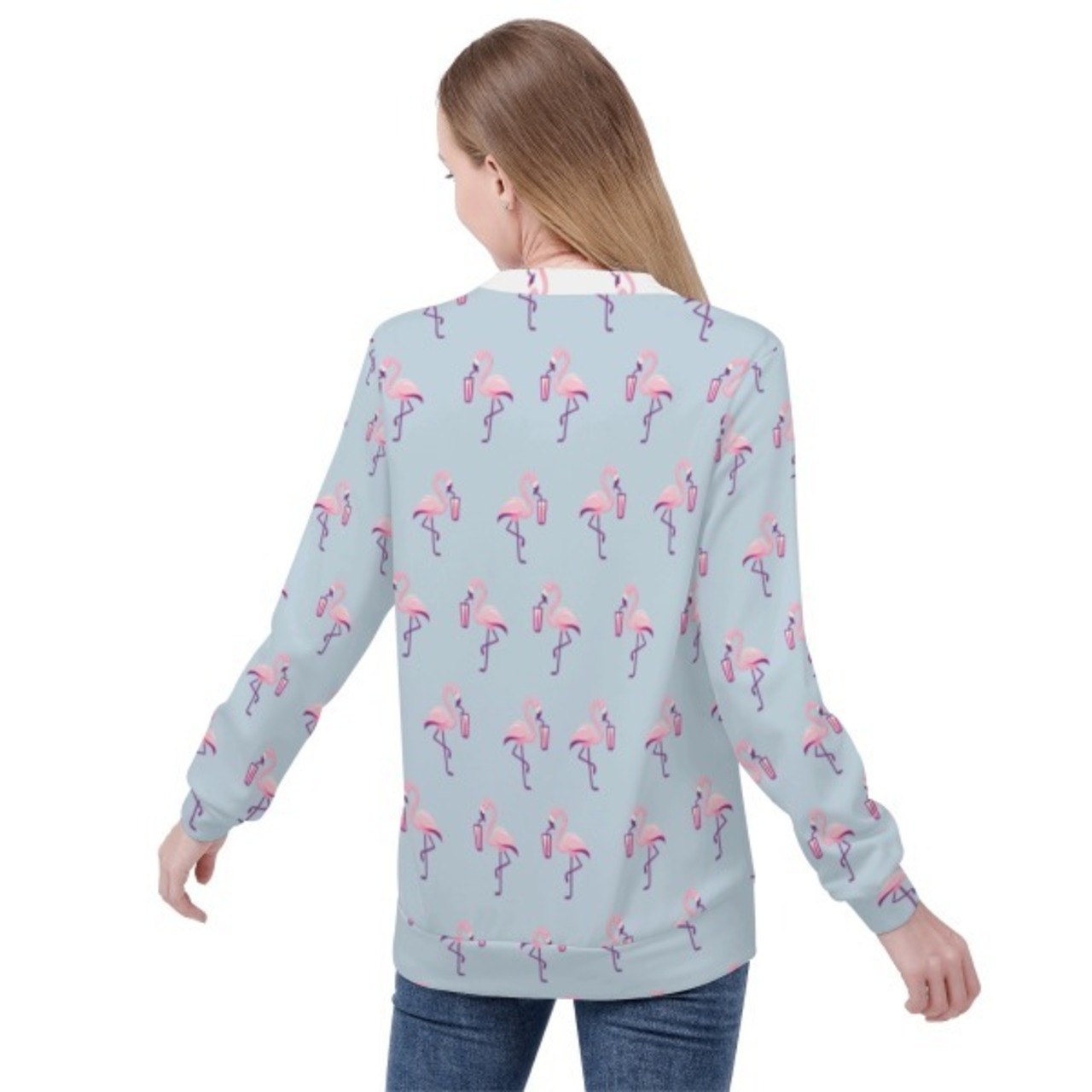 Women's Pull Over Sweatshirt Light Blue 4297