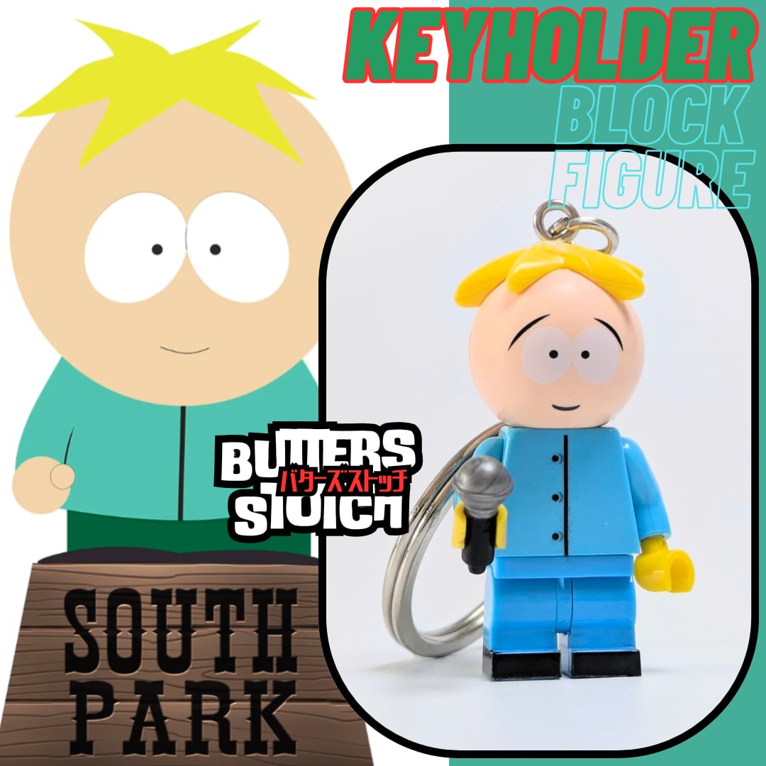 ★ブロックフィギュアキーホルダー★【 South Park ( サウスパーク ) 】バターズ・ストッチ〚アメリカン雑貨 アメトイ〛