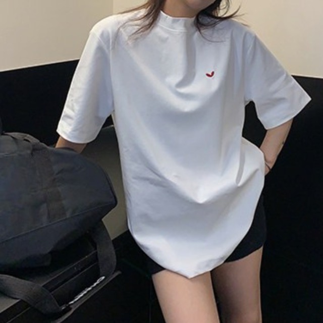 one point heart short sleeve tee　ワンポイントハート半袖ティー　J2056