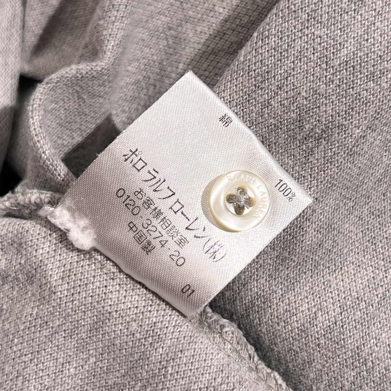 90s RALPH LAUREN ラルフローレン スキニーフィット 鹿の子 半袖 ポロシャツ サイズ L /グレー系 レディース ビンテージ