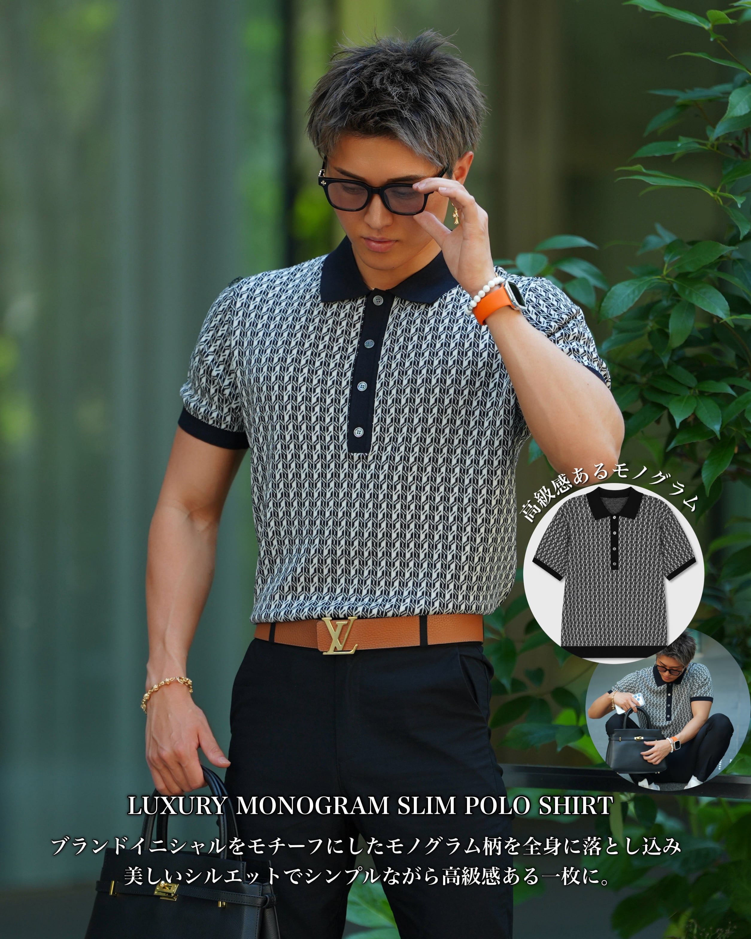 LUXURY MONOGRAM POLO SHIRT オールドマネー【BLA-26003】