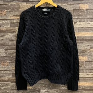RALPH LAUREN CABLE COTTON SWEATER NAVY