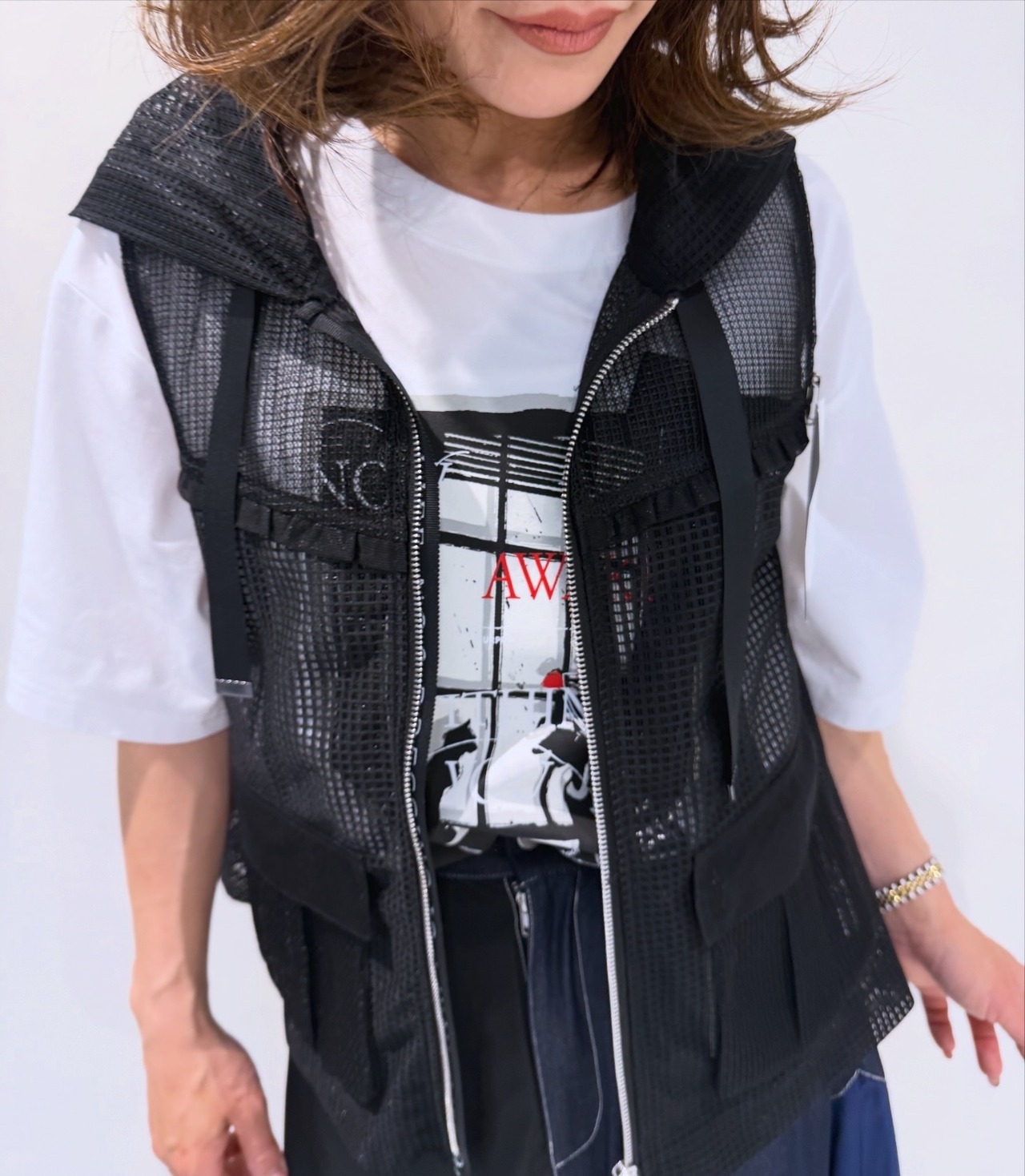 エイミーロウ  Eimee Law マルチメッシュフーディーベスト