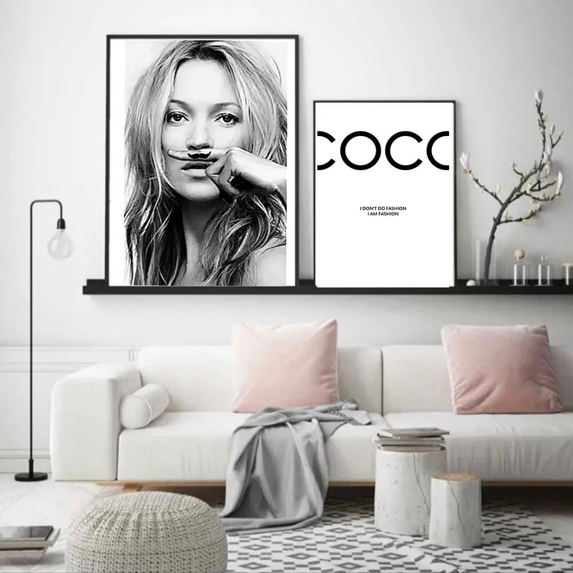 4枚SET【選べるサイズ】モノクロフォト 女性／COCO／ リップ