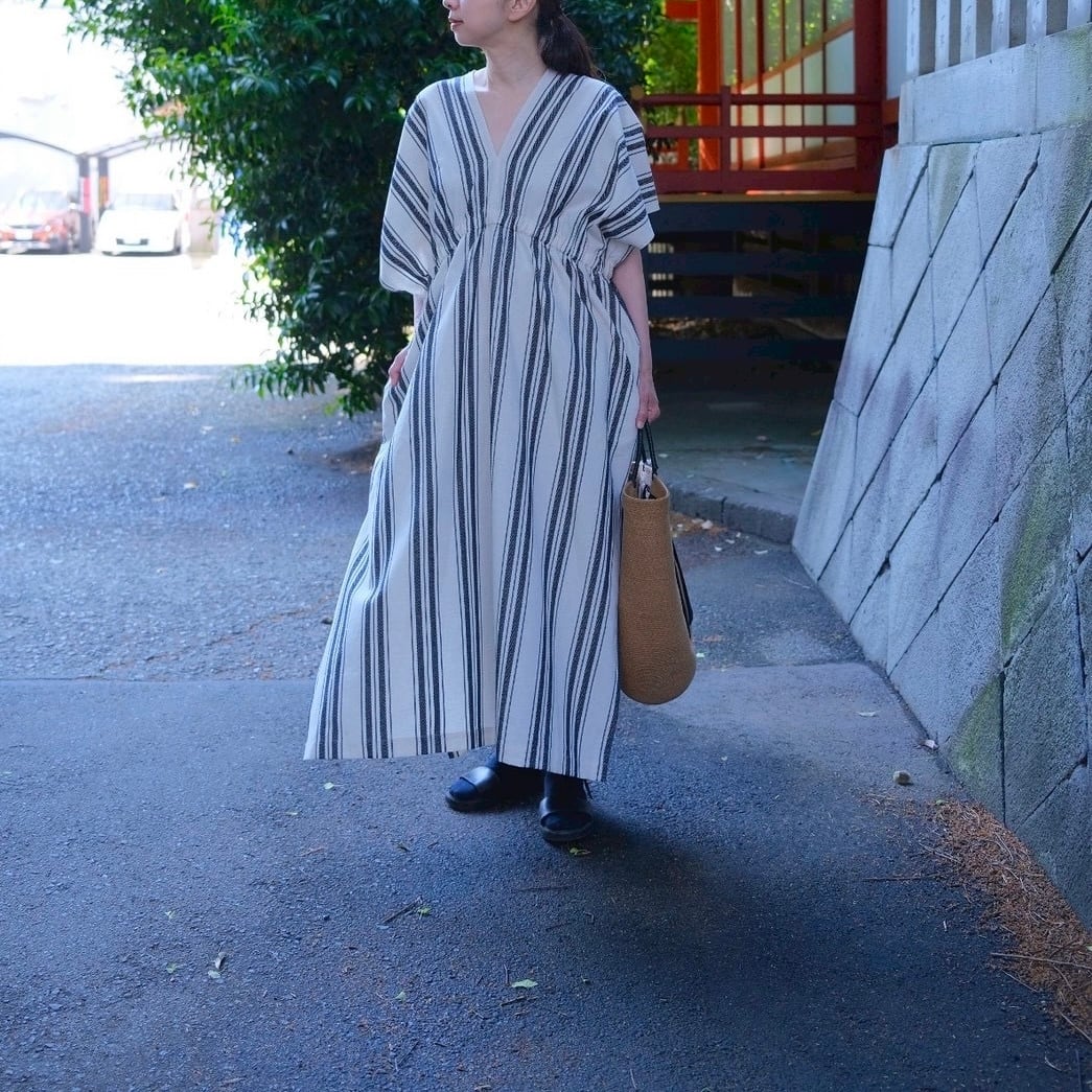 WONDER FULL LIFE(ワンダフルライフ) NEO KAFTAN DRESS native stripe