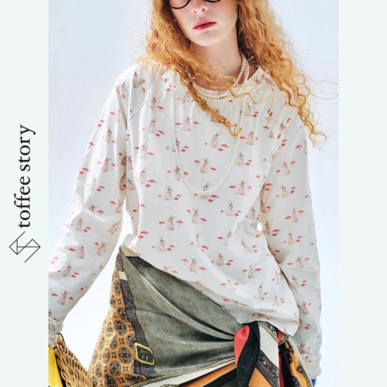 【3olor】フリル袖に癒されるロングプリントTシャツ 《i0800》