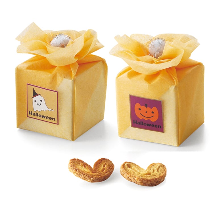 ハロウィンのカラーボックス かぼちゃとおばけのプチギフト（ハートパイ 2枚入り）1個 幸せデリバリー（ギフト・結婚式アイテム・手芸用品の通販）