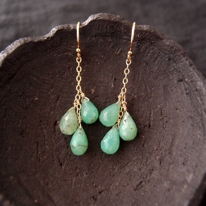【K14gf】Chrysoprase Drop Earrings／クリソプレーズ ドロップピアス