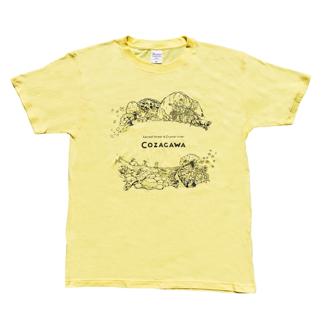 COZAGAWA - Tシャツ（ライトイエロー：コットン）　古座川 Sacred forest & Crystal river