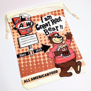 再入荷!【 A&W ( エーアンドダブリュー・エンダー ) ルーティ / ルートビア 】 巾着袋L / コットン巾着〚アメリカン雑貨 アメトイ〛