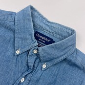 Gymphlex ジムフレックス INDIGO DYED YARN BD ボタンダウン 長袖シャツ L/ブルー メンズ