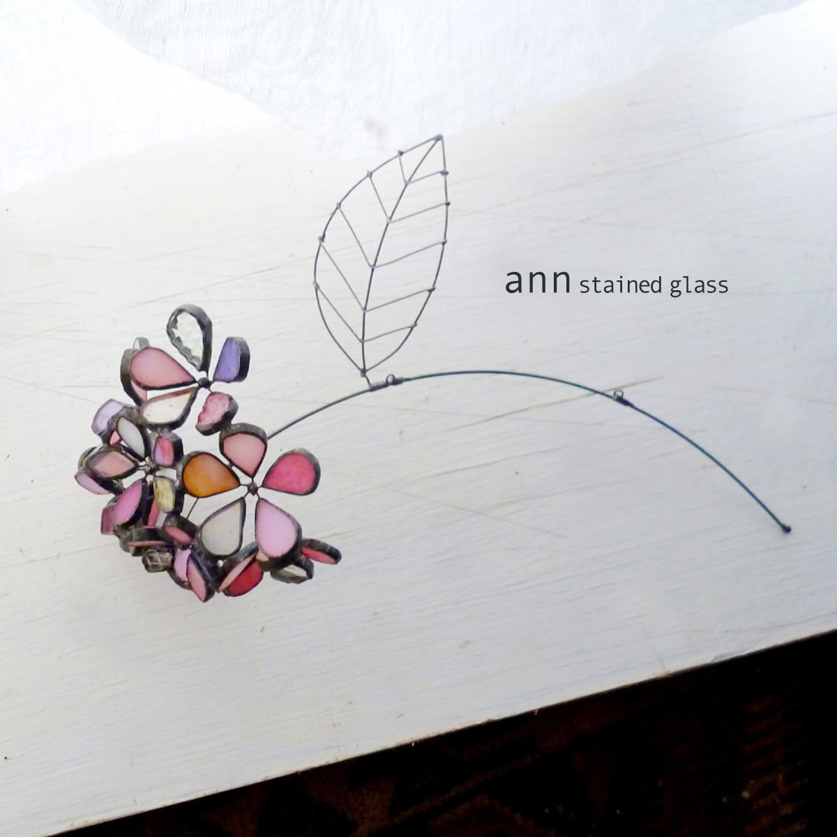 ステンドグラス紫陽花-ピンク | ann stained glass