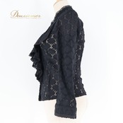 フラメンコ 衣装 トップス ブラウス ブラック系 ドセデルフラメンコ DOCE del FLAMENCO 黒 長袖 レース フリル ダンス パーティ 発表会 ボタン フラメンコ衣装 レースブラウス おしゃれ トップス 黒ブラウス フリル長袖 ダンスウェア 女性用 衣装 上品 発表会用 コスチューム