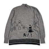 カシミヤ100% BELLEFORLE ベルフォーレ デザイン ニット セーター /グレー レディース