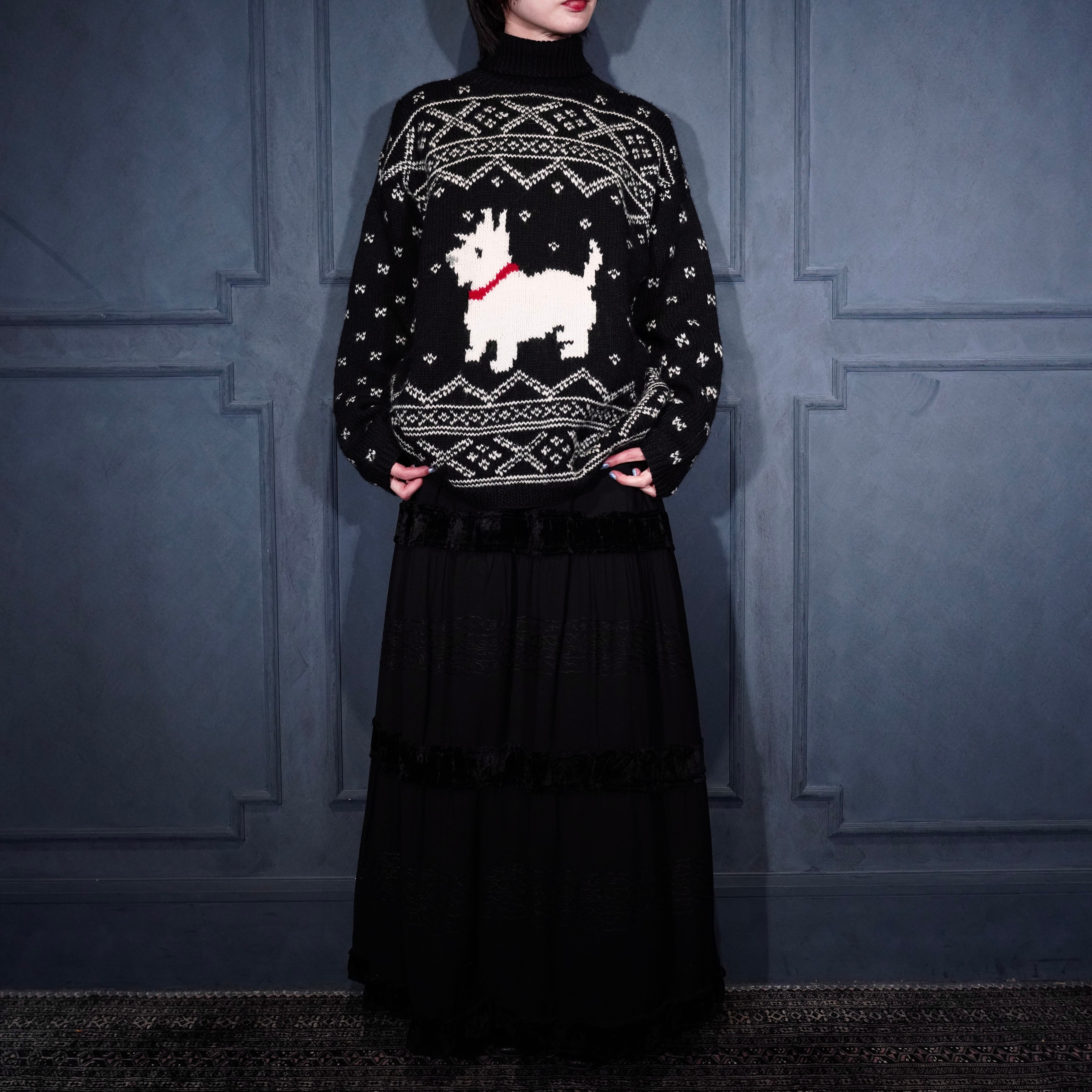 USA VINTAGE LAUREN RALPH LAUREN DOG DESIGN HIGH NECK KNIT/アメリカ