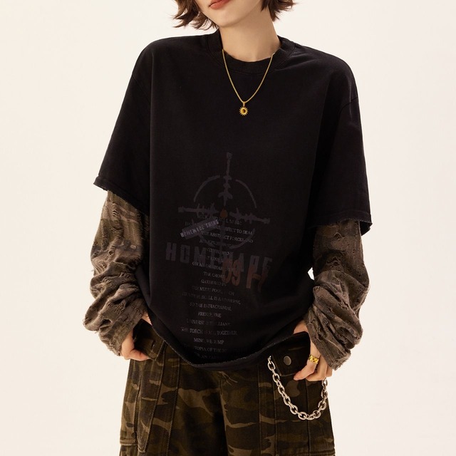 アーミーレイヤードグラフィックロングTシャツ   R00804