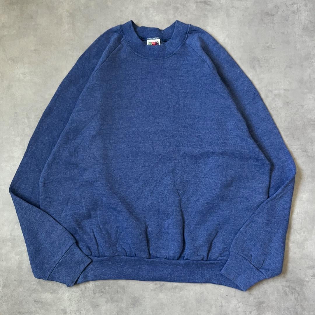 フルーツオブザルーム 無地スウェット 古着 90s USA製 L 青 17102