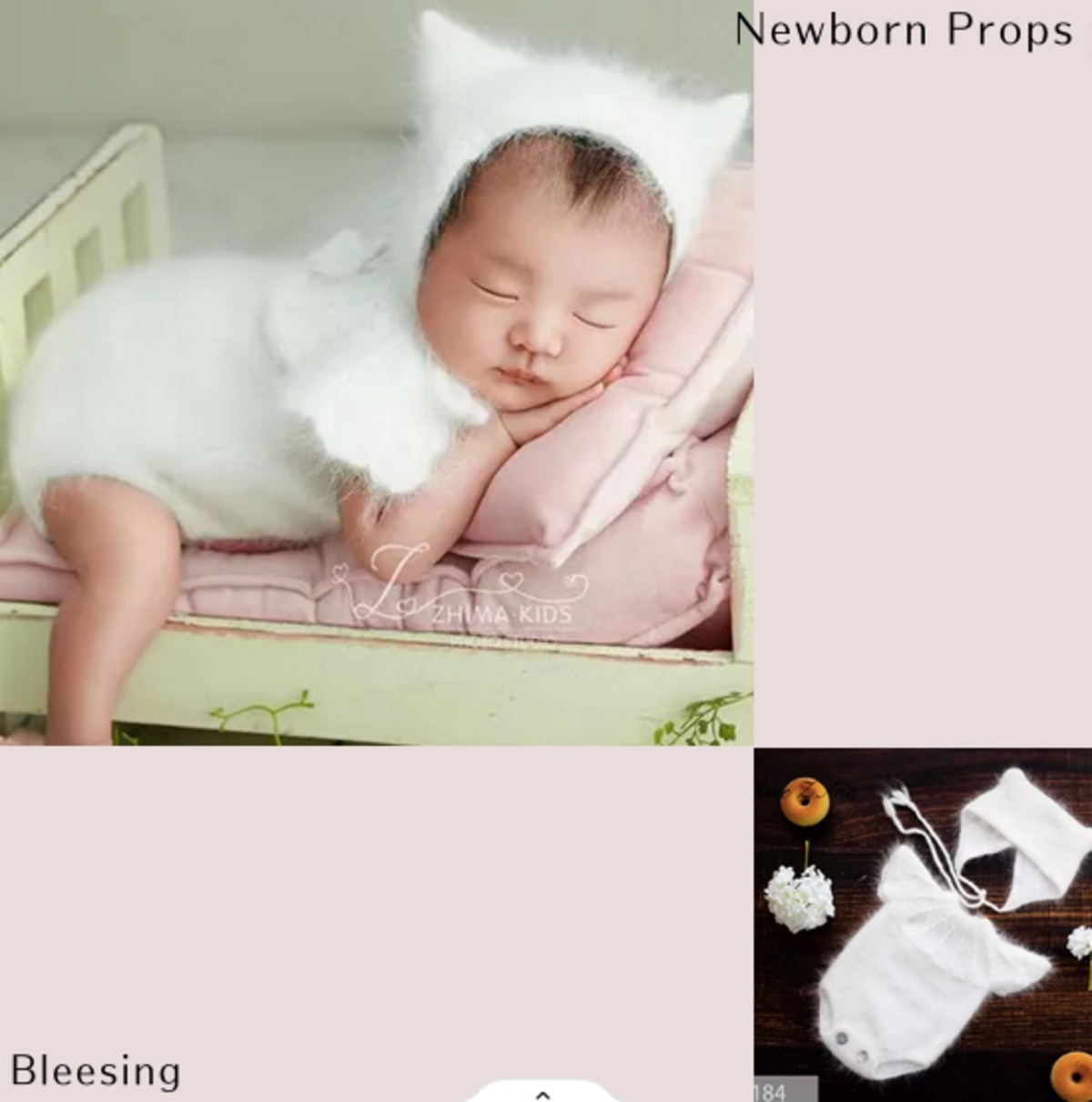 猫耳がアクセント♡モヘアロンパース♡ | ニューボーンフォトグッズ