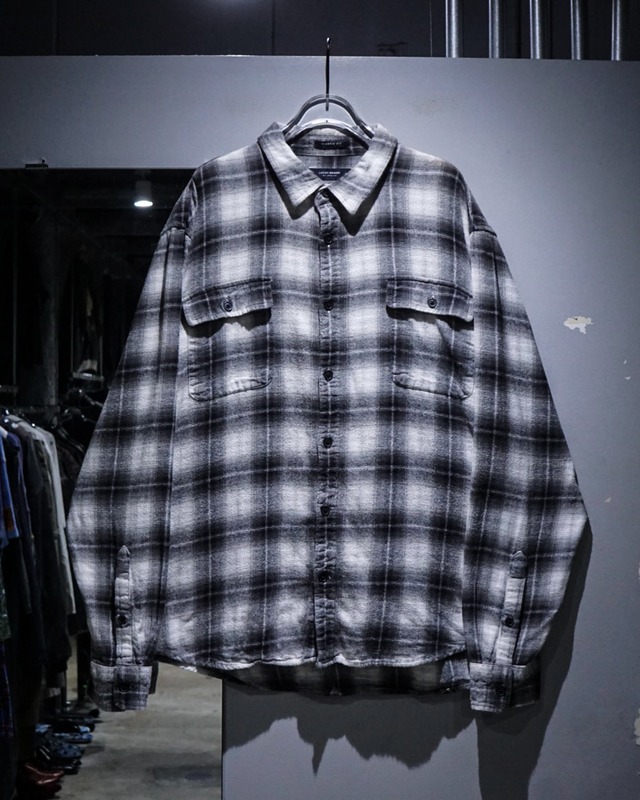 【add (C) vintage】Monotone Shadow Check Vintage Loose L/S Flannel Shirt