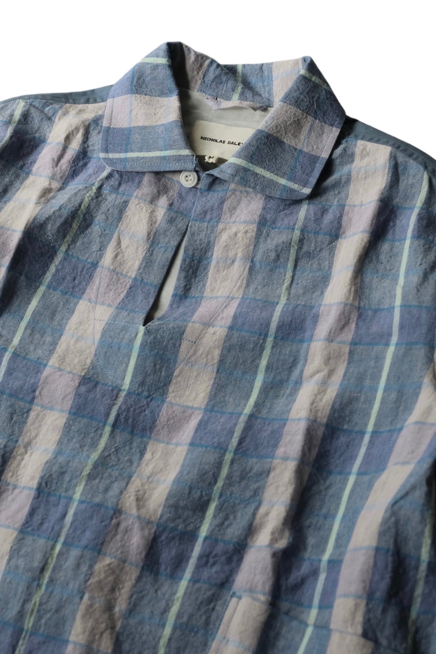 NICHOLAS DALEY】PULLOVER SHIRT BLUE / LILAC CHECK | 大阪/中津の