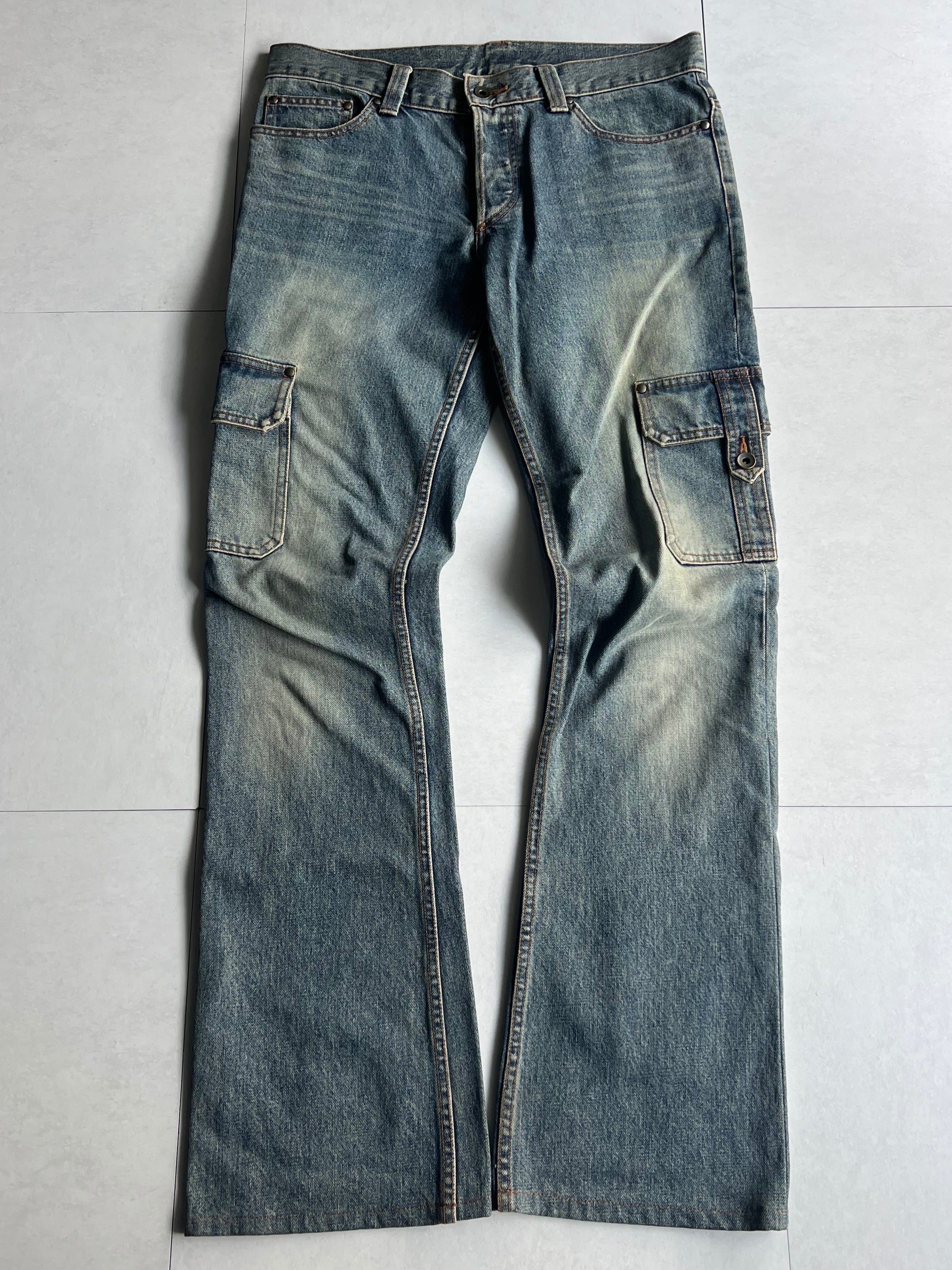 "SHELLAC" Cargo Flared Denim