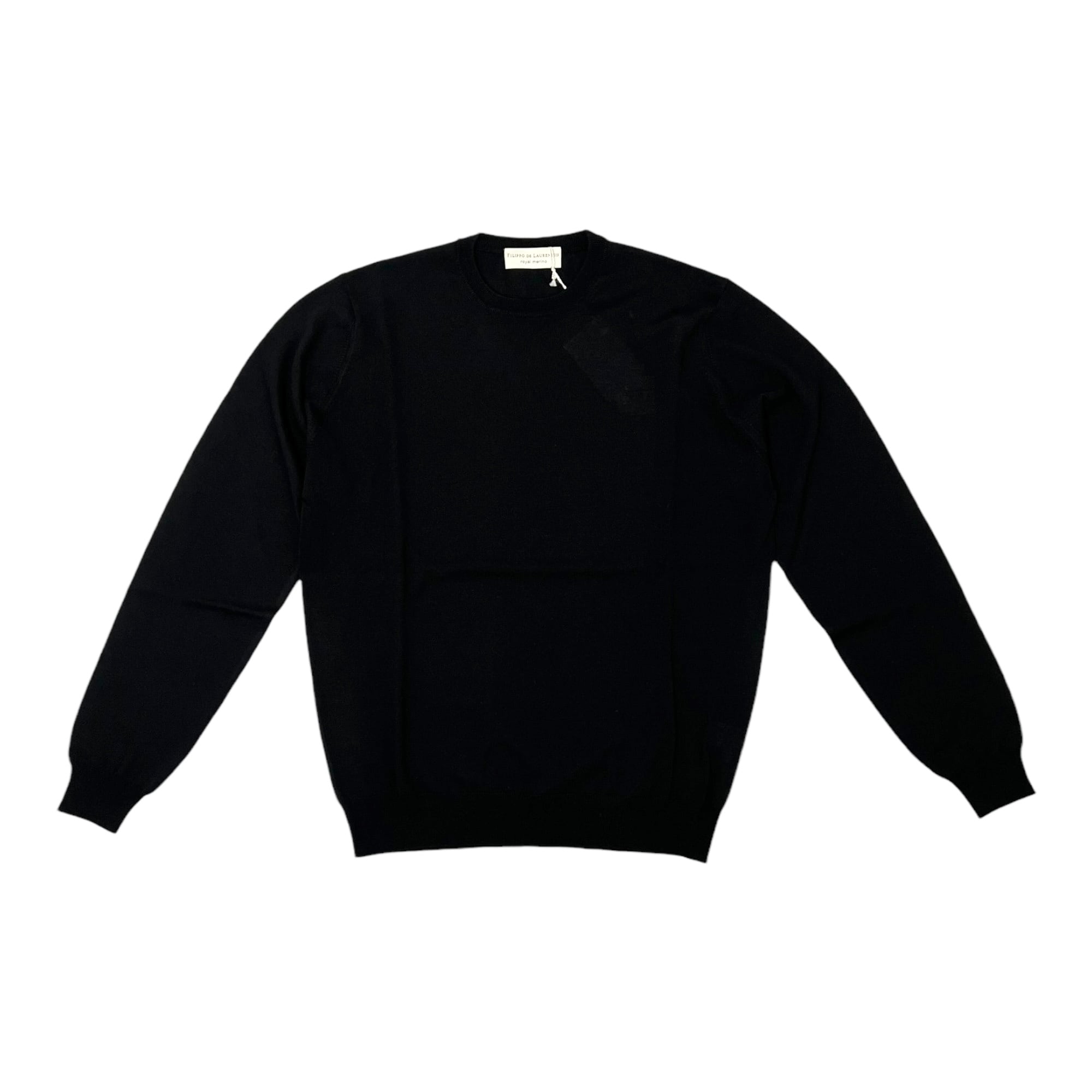 FILIPPO DE LAURENTIIS(フィリッポ デ ローレンティス) 16Gauge Royal Merino Crew neck Knit(GC1ML18)/BLACK(990)