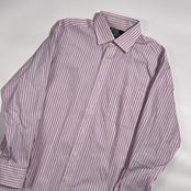 90s 00s Polo by Ralph Lauren ポロ ラルフローレン PHILIP ストライプ 長袖 ワイシャツ ドレスシャツ サイズ 41-84/ピンク×ブルー系 メンズ ビンテージ