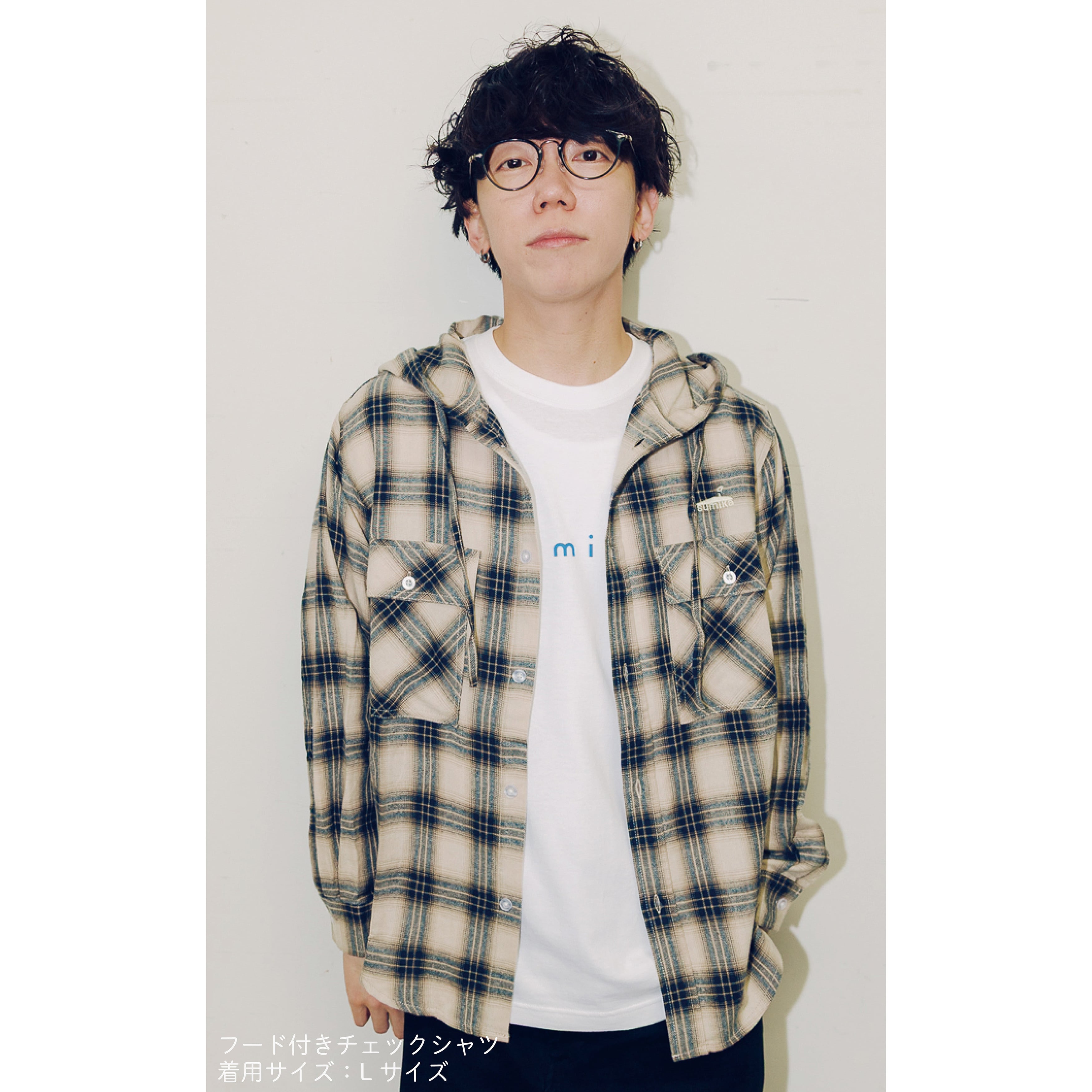 sumika フード付きチェックシャツ Mサイズ sumika / フード付きチェックシャツ | shop Engawa