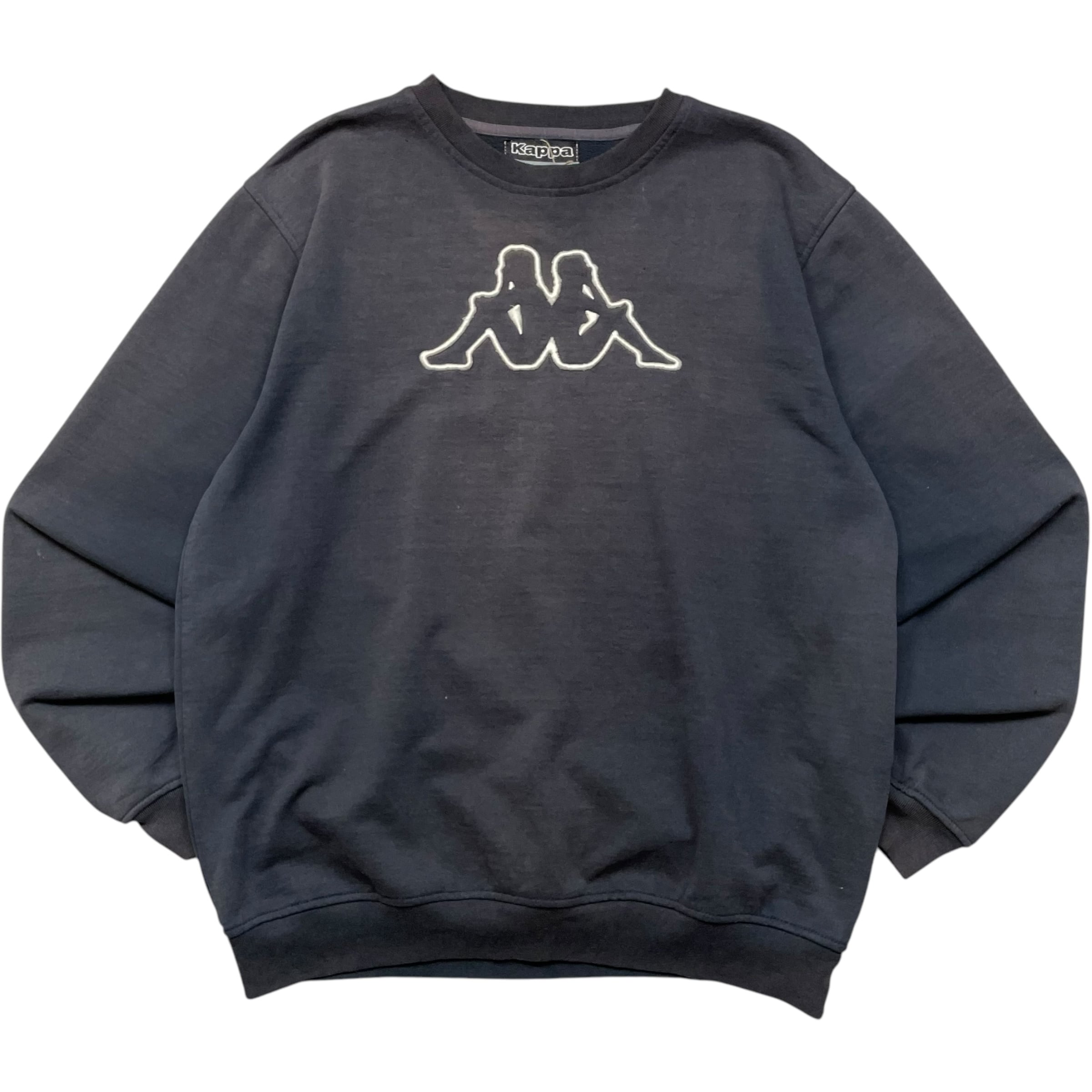 《XL》Kappa カッパ ロゴ 刺繍 スウェット ブラック no.5626