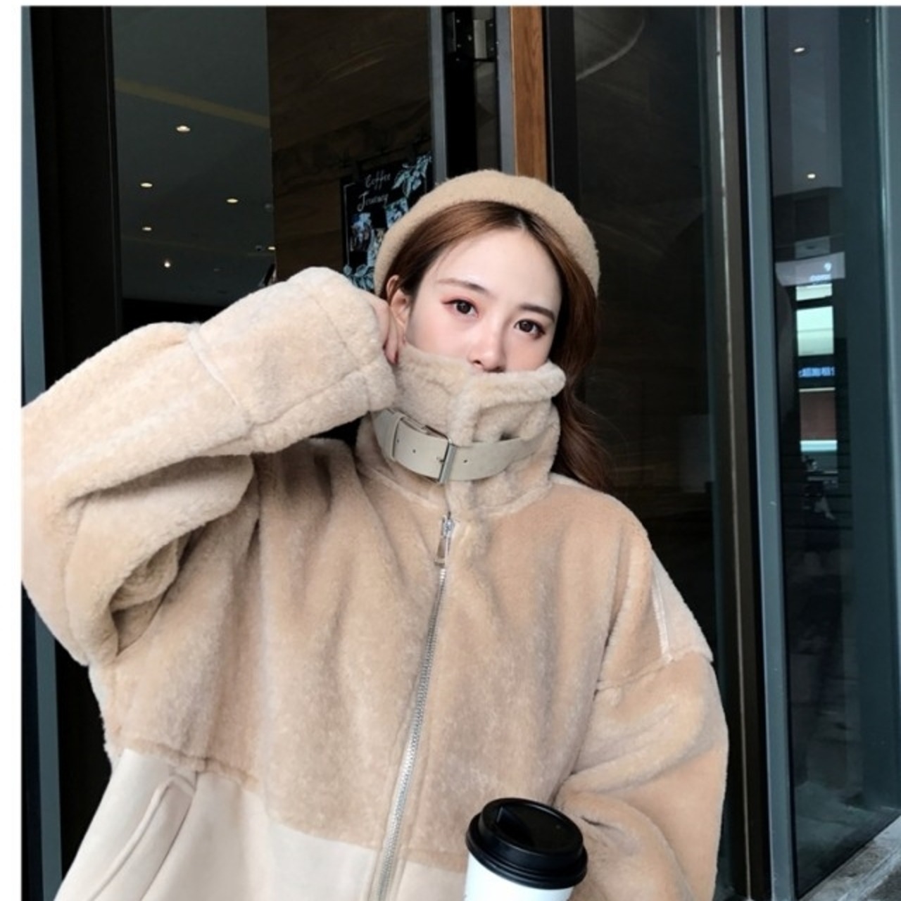 韓国 冬服 レディース 大きいサイズ ボアブルゾン ボアアウター 