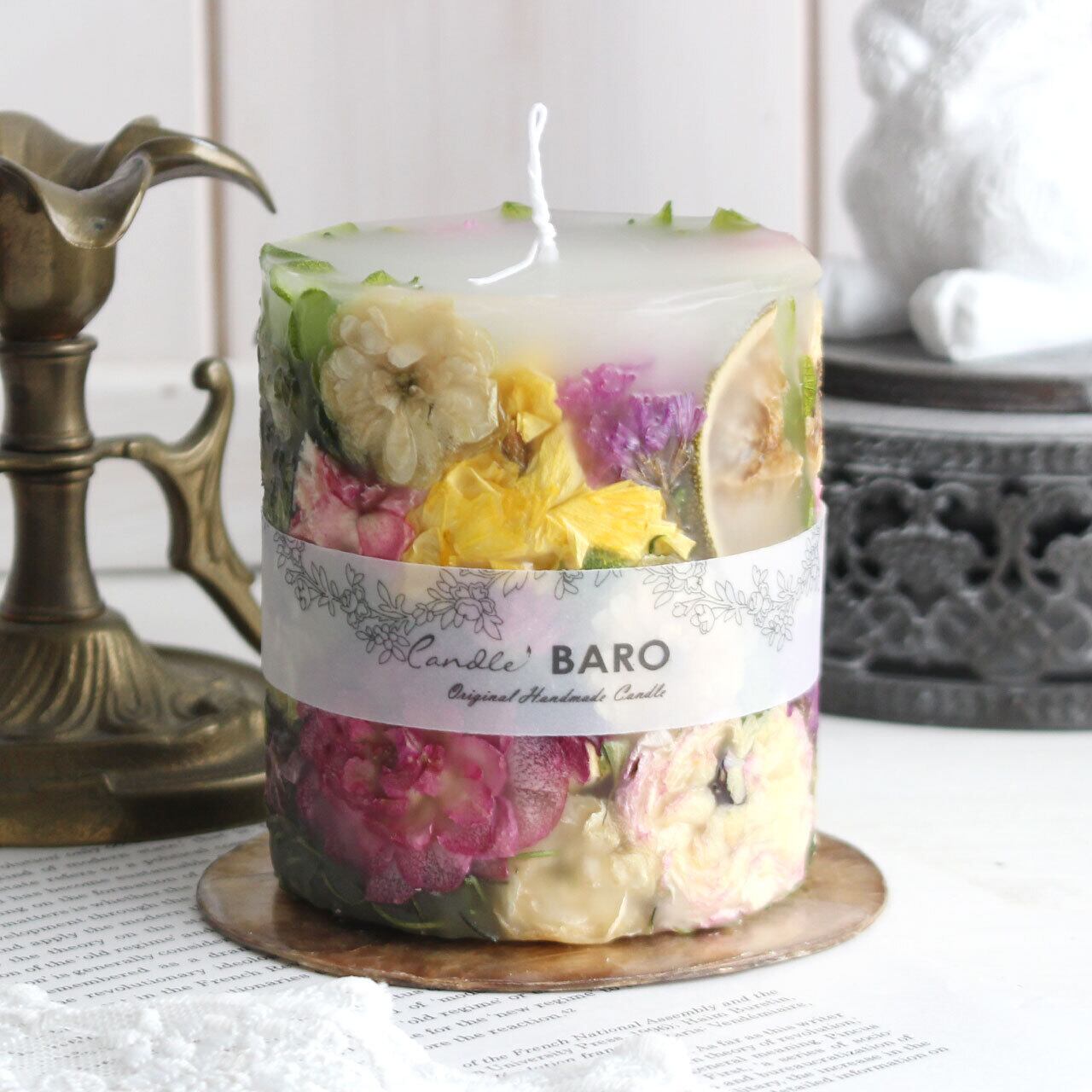 B272 ラナンキュラスのガーデンボタニカルキャンドル Candle Baro