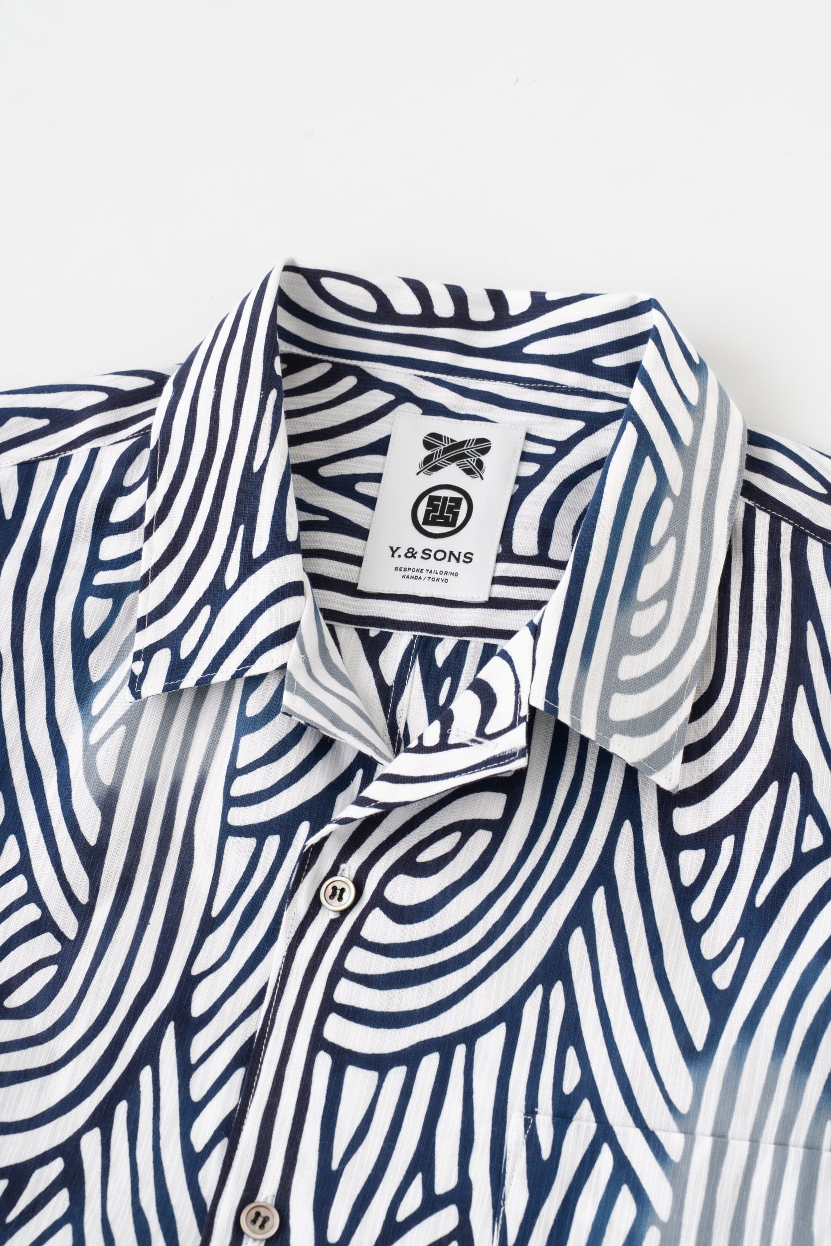 オープンカラー半袖シャツ / 浜松注染 / 渦 / NAVY | Y. & SONS ONLINE