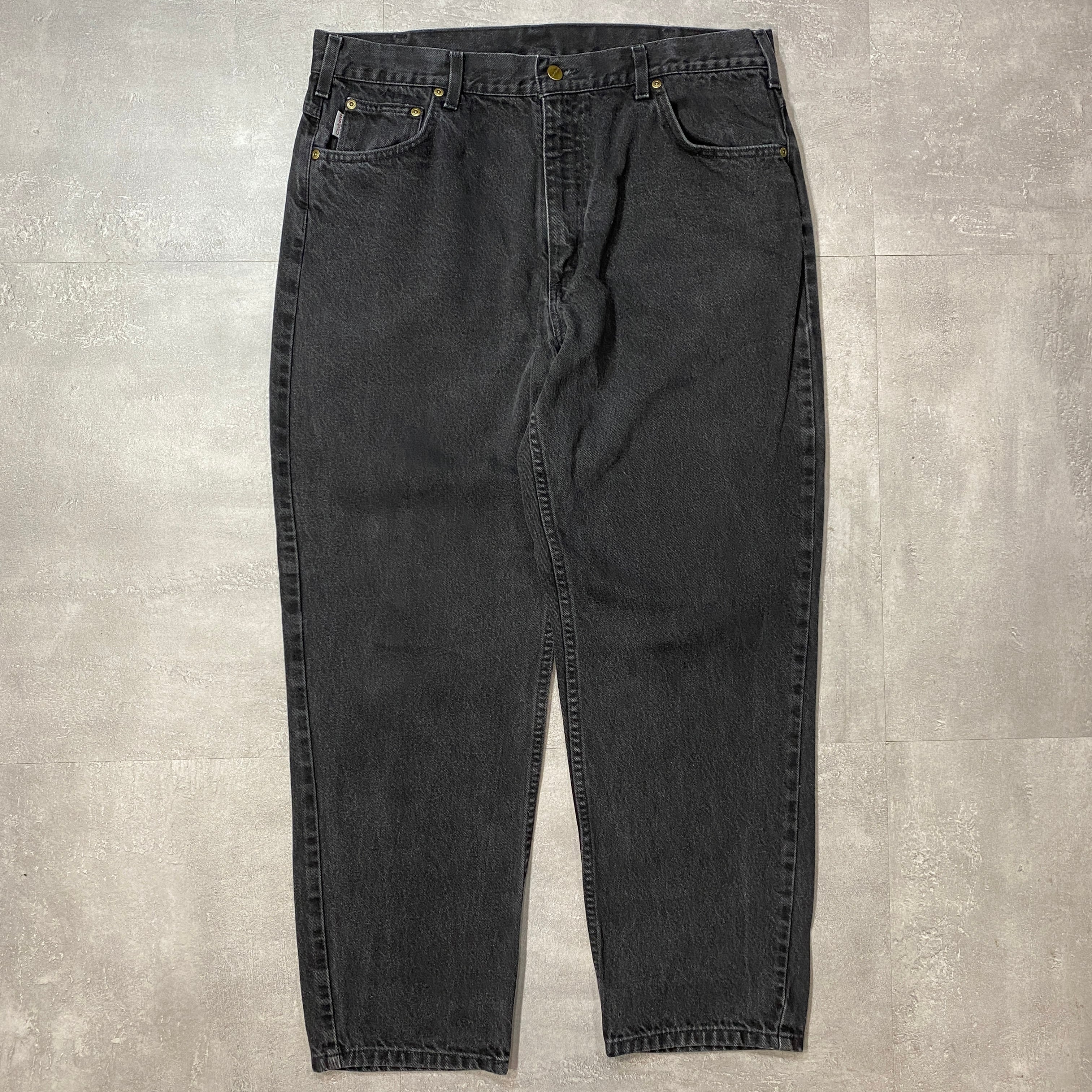 《実寸W36 L30》 Carhartt カーハート ブラックデニム ワークパンツ ペインターパンツ No.4138