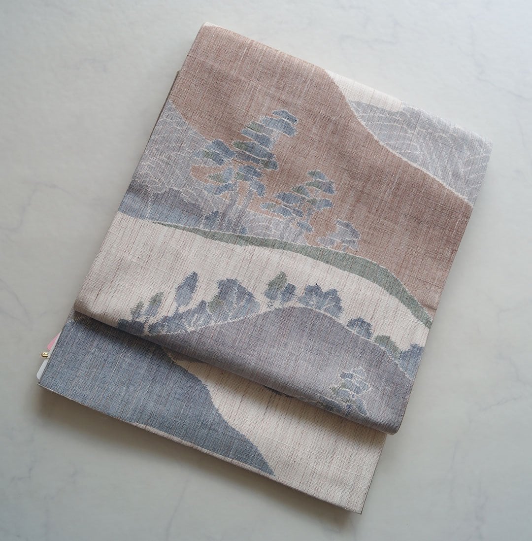 【難あり・なごや帯】 遠山に松柄 紬なごや帯 リバーシブル仕様