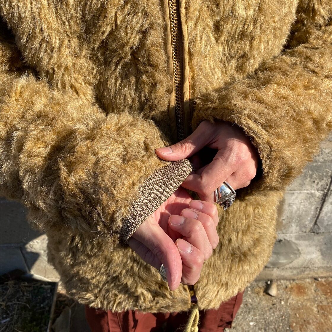 70年代 HLF OUTERWEAR フェイクファーパーカー メンズL 古着 