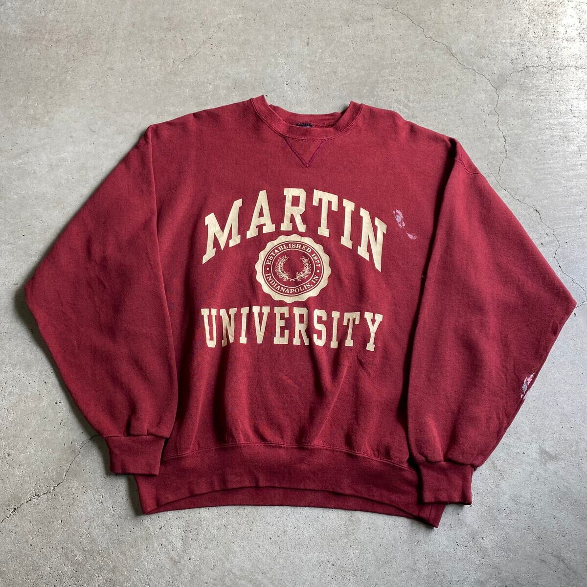 90年代 USA製 MARTIN UNIVERSITY カレッジ プリント スウェットシャツ ...