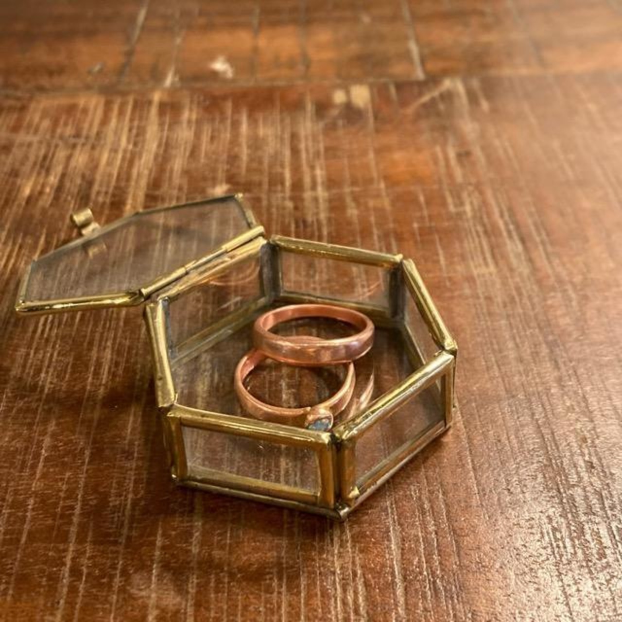 ガラス六角BOX　サイズS　インテリア　雑貨　収納　ケース　小物　アクセサリー　