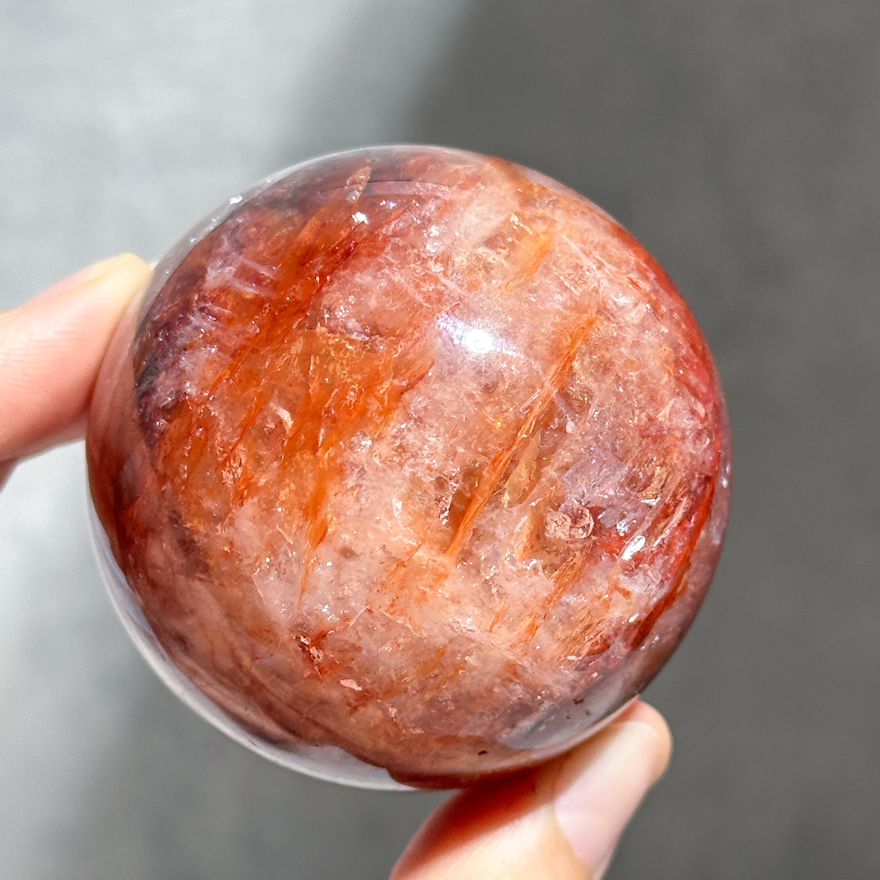 虹◎レッドヘマタイトクォーツ スフィア33◇Red Hematite Quartz