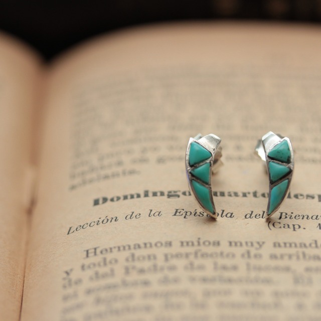 *native silver925 turquoise Inlay ピアス