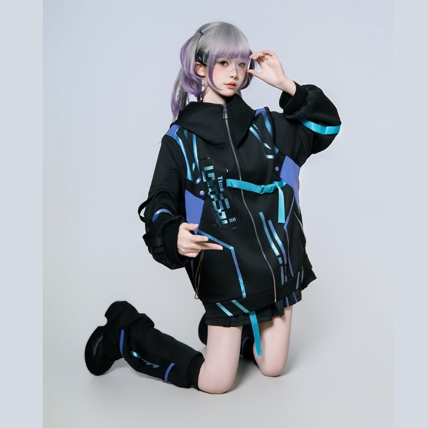サイバーパンク 3点 セットアップ 電脳少女 近未来 セットアップ サイバーパンク 3点 セットアップ 電脳少女 近未来 セットアップ