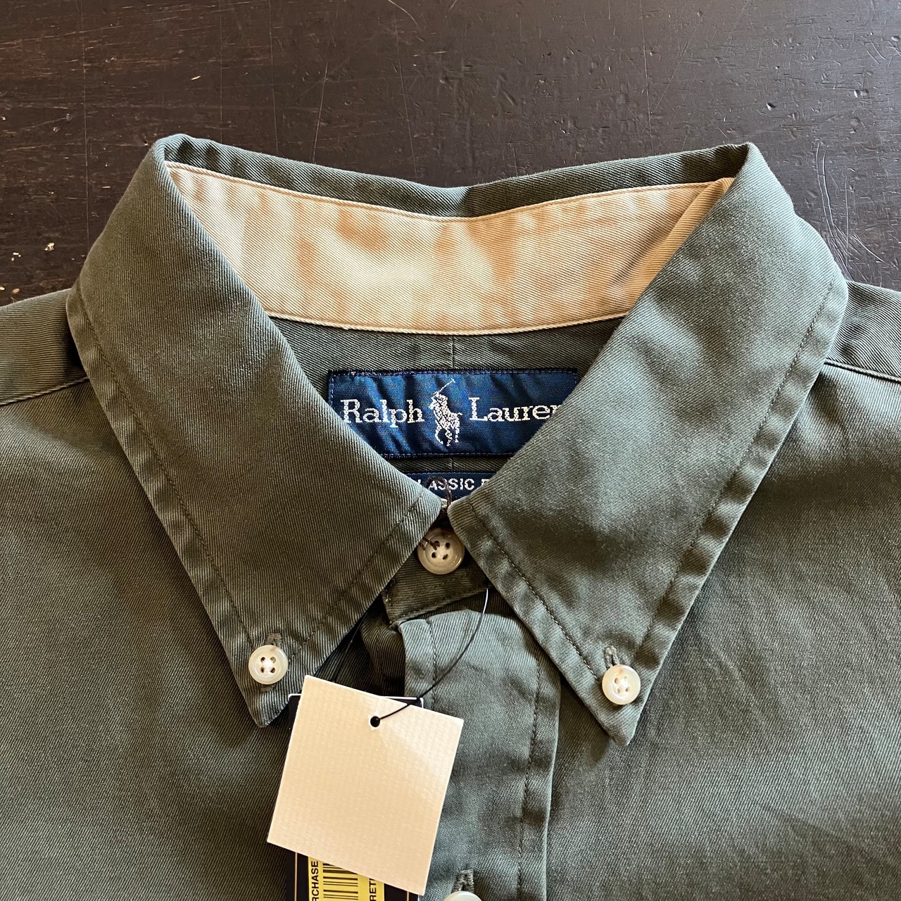 Dead Stock” Ralph Lauren CLASSIC FIT L/S B.D Shirt “Olive” Size:L 