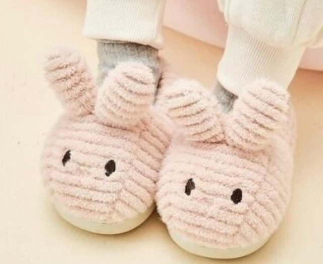 【取寄せ】LACCO 部屋用 スリッパ シューズ 子供靴 暖かい 韓国 人気 子供 ぬ 可愛い 冬 うさぎ 15cm 16cm 17cm 18cm 19cm