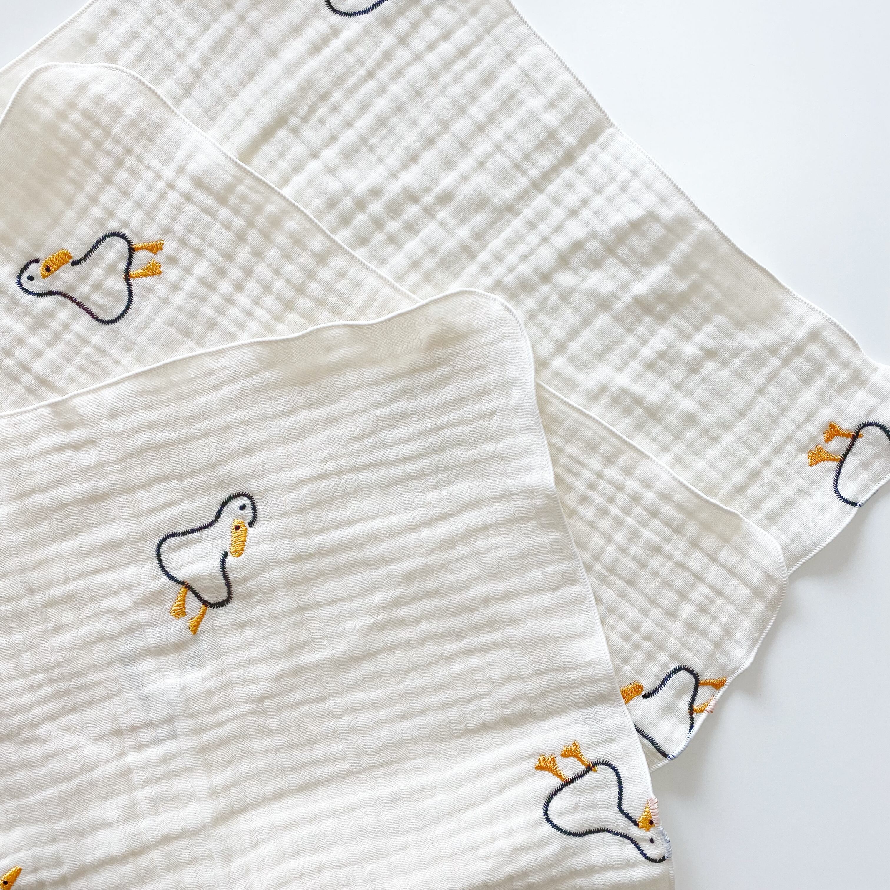 あひる刺繍ガーゼハンカチ5枚セット | イブル&Baby Fabric LilyBlanc