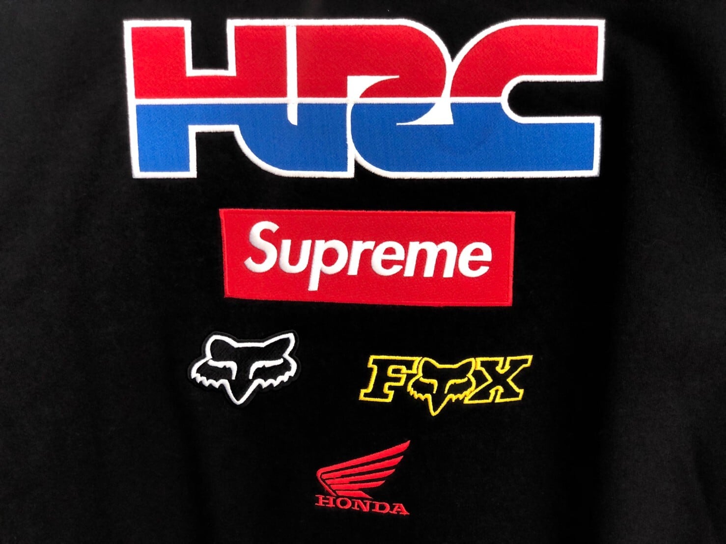 Supreme 19AW HONDA FOX RACING CREWNECK BLACK XLARGE 130JJ0092  