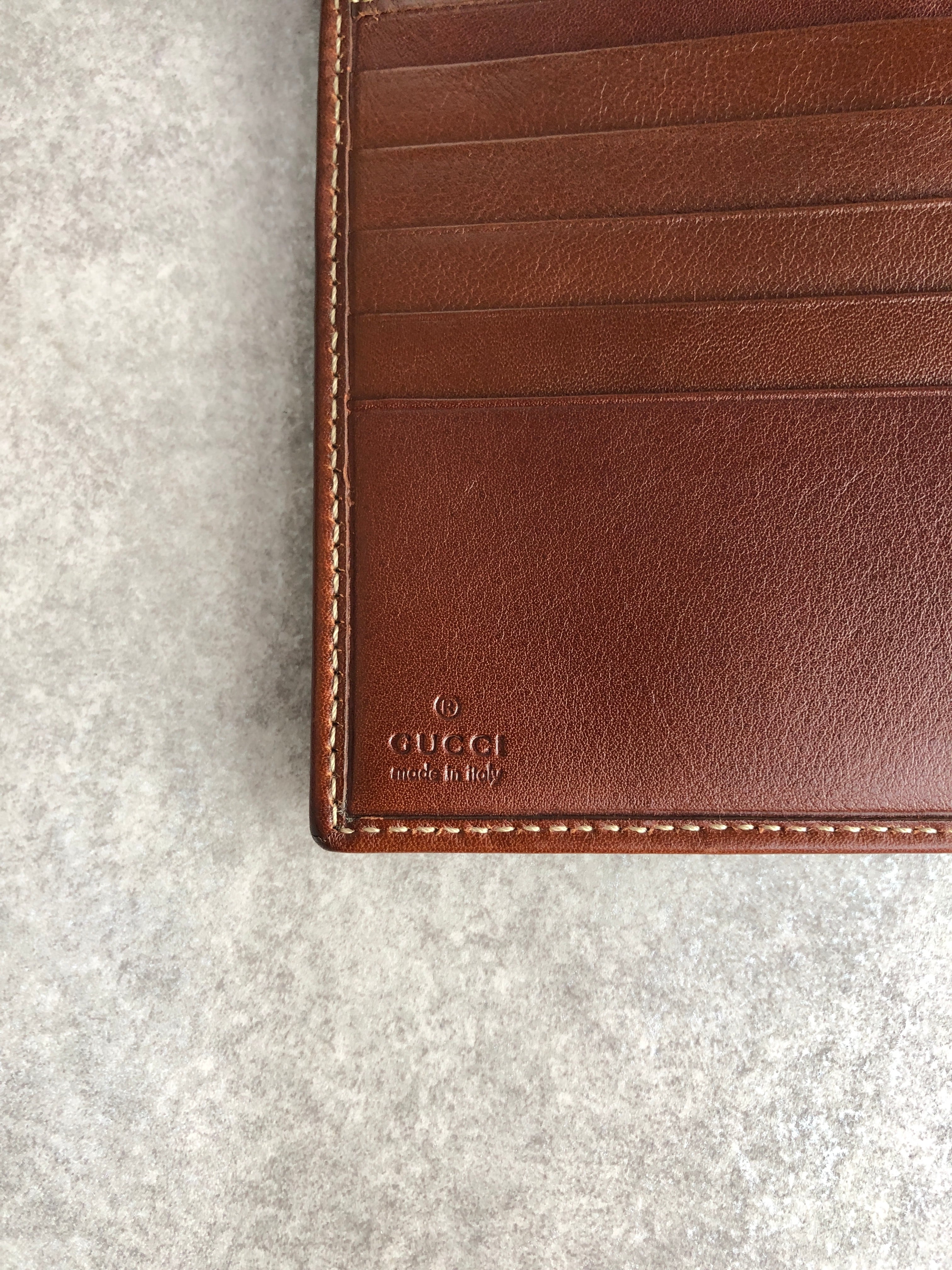 GUCCI グッチ 財布 ブラウン バンブー レザー 2つ折り vintage