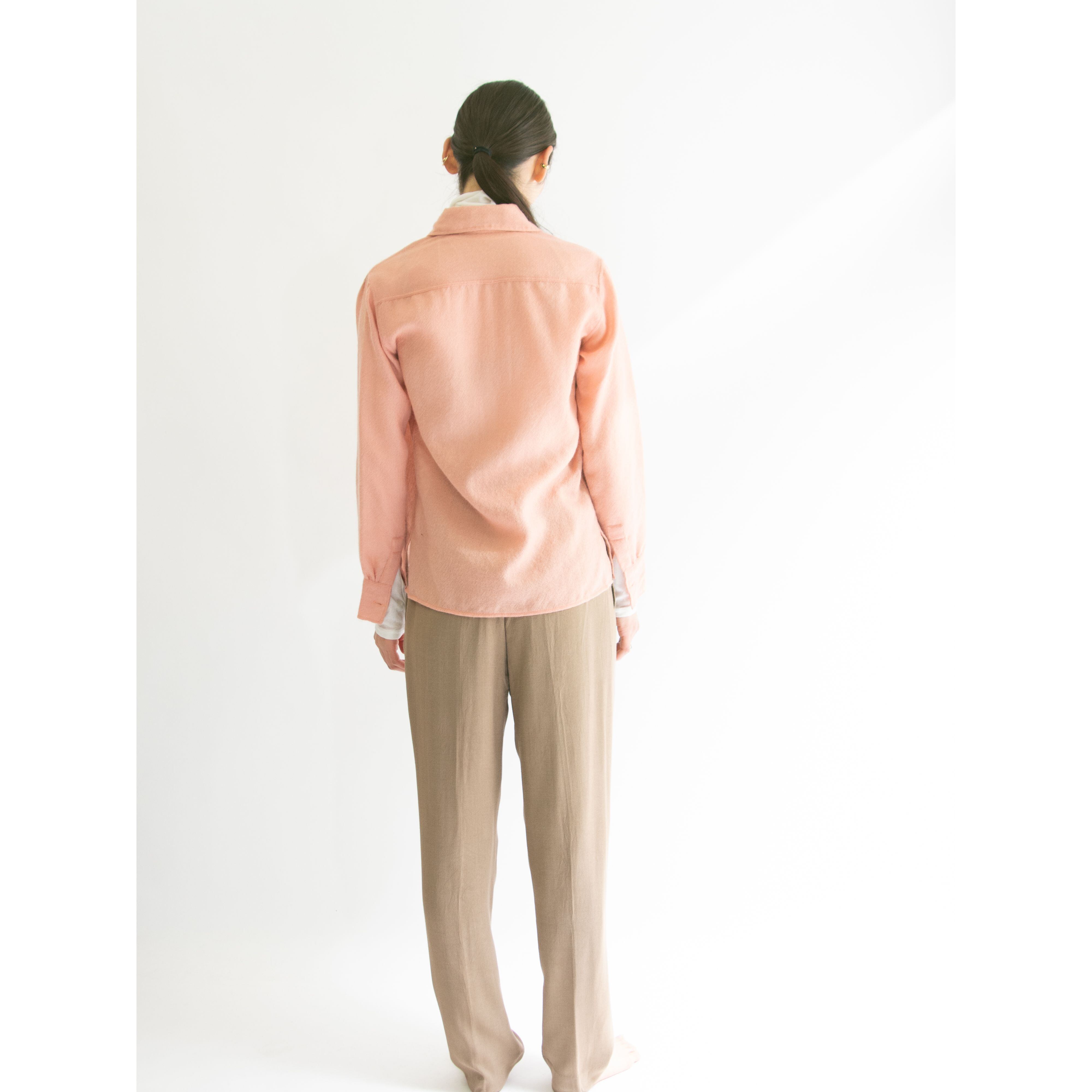 【DONALD DAVIES】Made in Ireland 70-80's 100% Wool Woven Shirt(アイルランド製 ウールシャツ ブラウス)