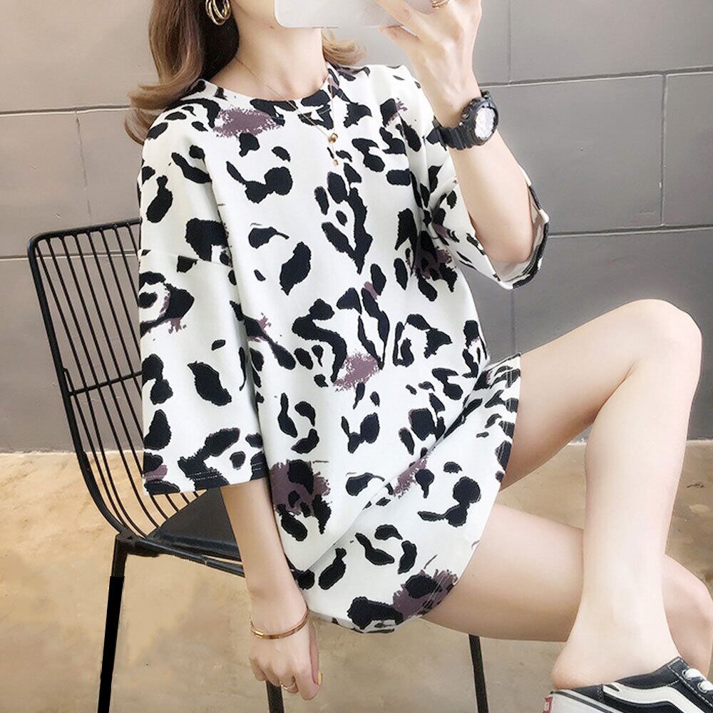 ヒョウ柄 チュニック Tシャツ レディース 春夏秋 トップス レオパード ストリート 大人 かわいい おしゃれ カジュアル きれいめ 大人可愛い 大人女子