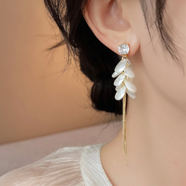 アクセサリー ピアス リゾート風 ロングフリンジピアス ゴールデン色